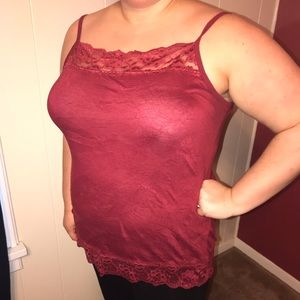 Red lace cami